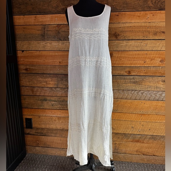 Linen Full Length Embroidered Dress NWT Size XL - Picture 2 of 8